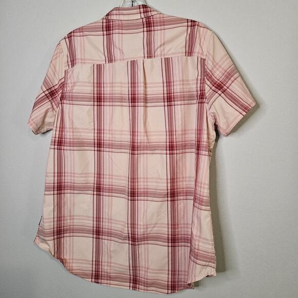 Eddie Bauer Shirt Women Size L Pink Plaid Short Sleeve Button Up Fishing Outdoor - Picture 2 of 10
